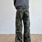 Distressed Military Camouflage Loose Straight Cargo Pants