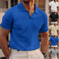 v-neck polo shirt for men in sapphire blue displayed with other color options