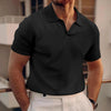 v-neck polo shirt for men in black color, showcasing unique design and stylish fit.