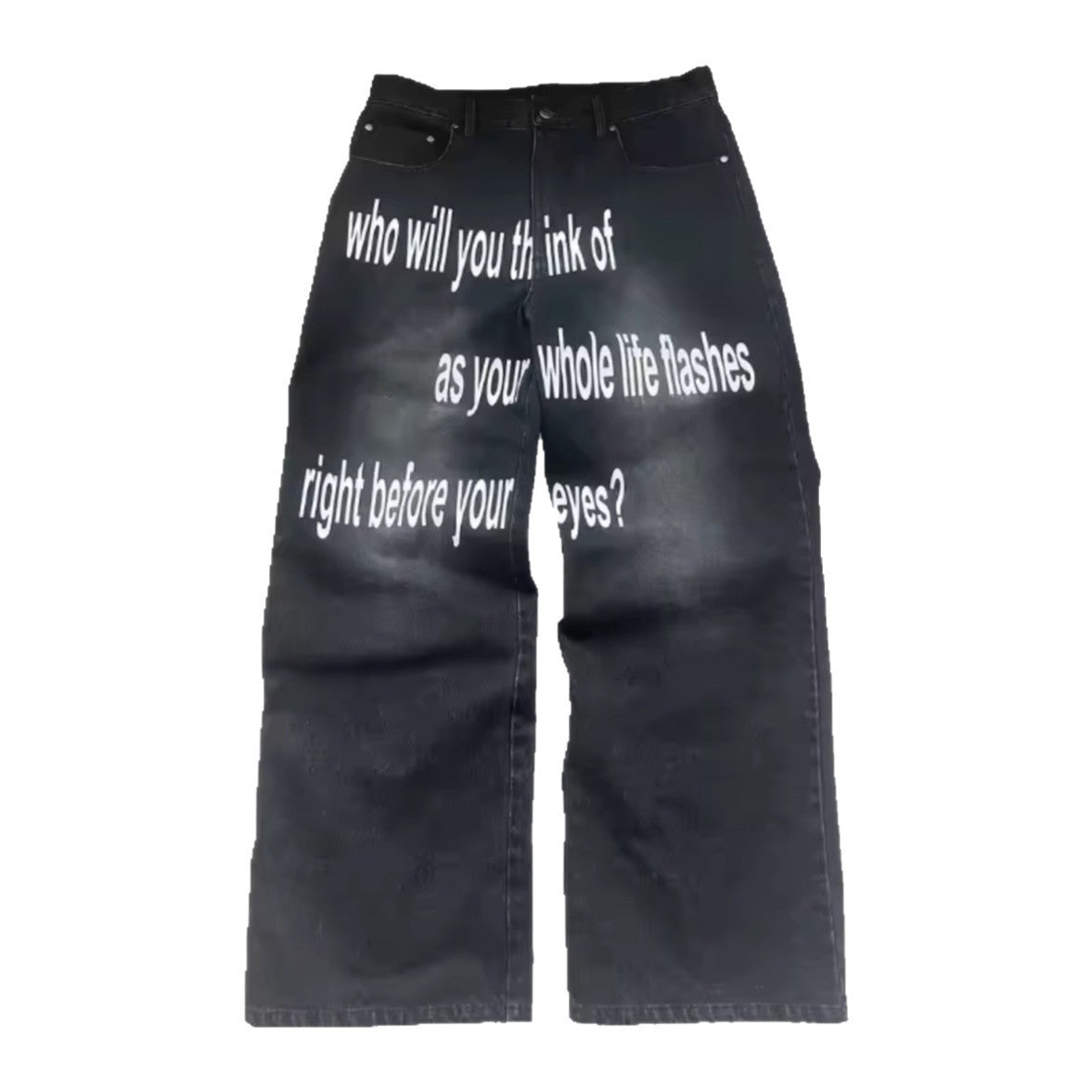 Men’s Retro Letter Printed Minimalist Wide Leg Pants