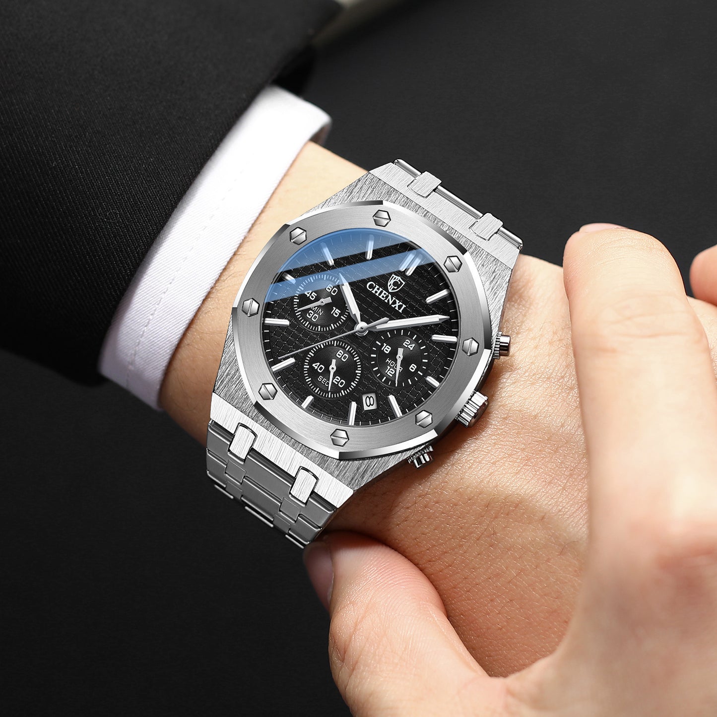 Men's Steel Band Waterproof Quartz Non-mechanical Watch