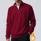 Men's Brushed Hoody Placket Zipper Design Solid Color Turtleneck Coat