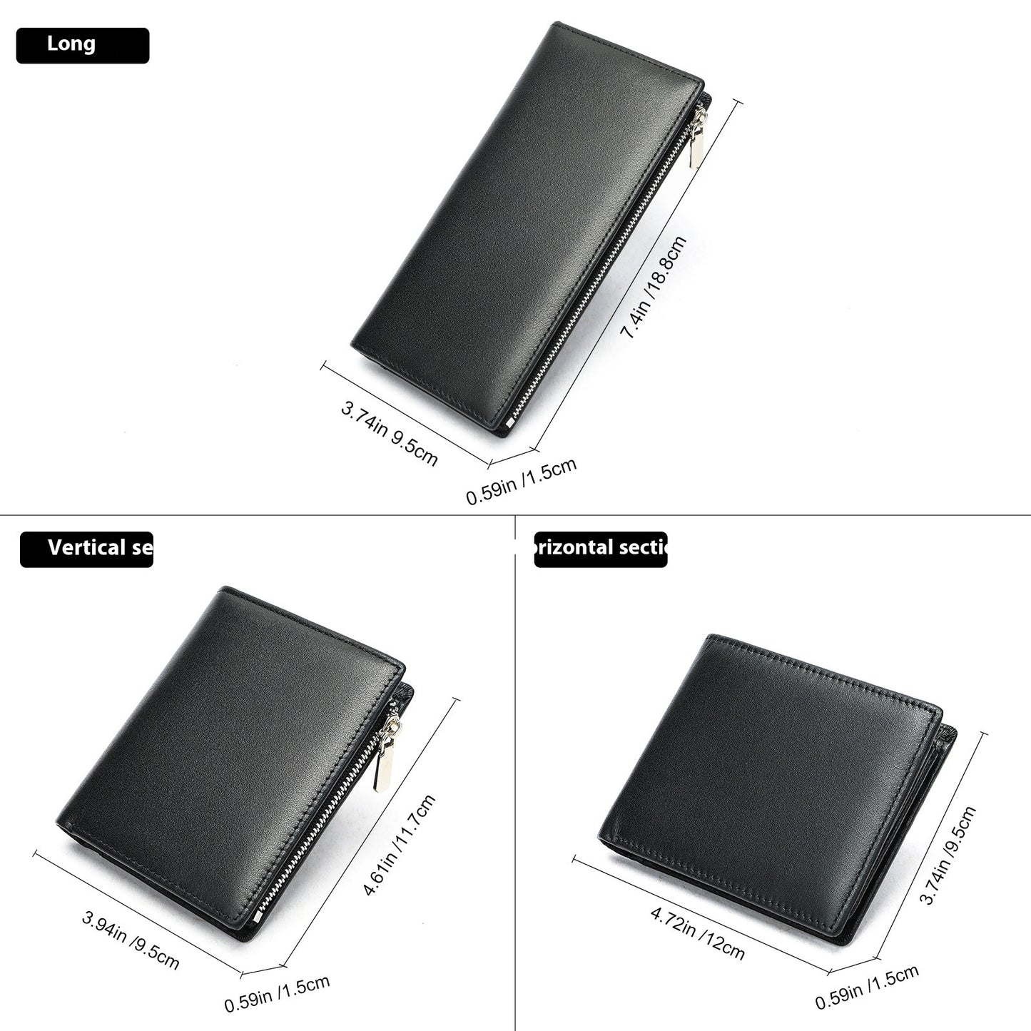 Handmade Cowhide Wallet Men's Top Layer Leather Zipper Anti-theft