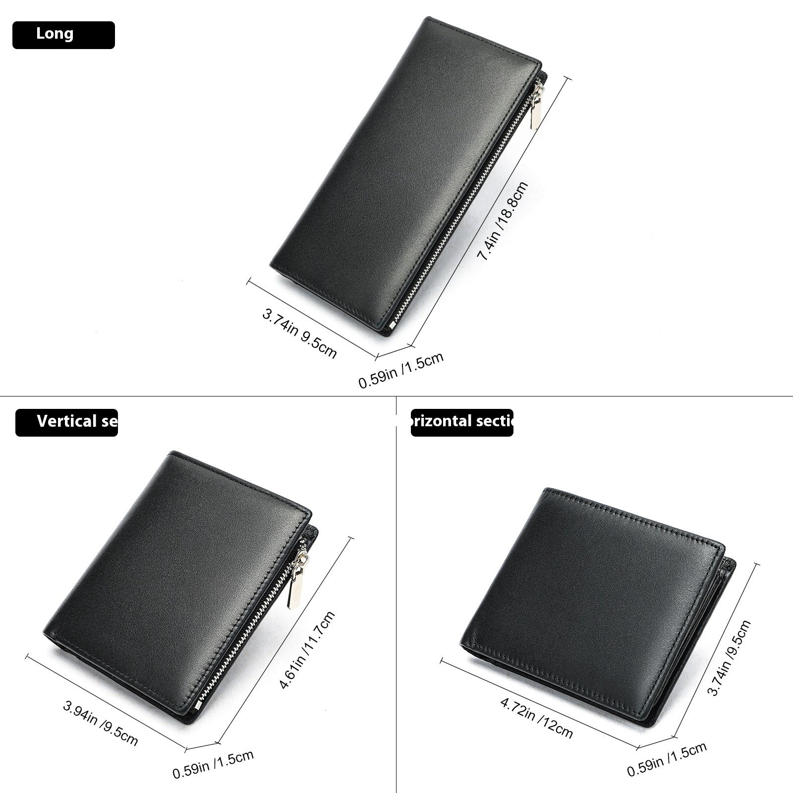 Handmade Cowhide Wallet Men's Top Layer Leather Zipper Anti-theft