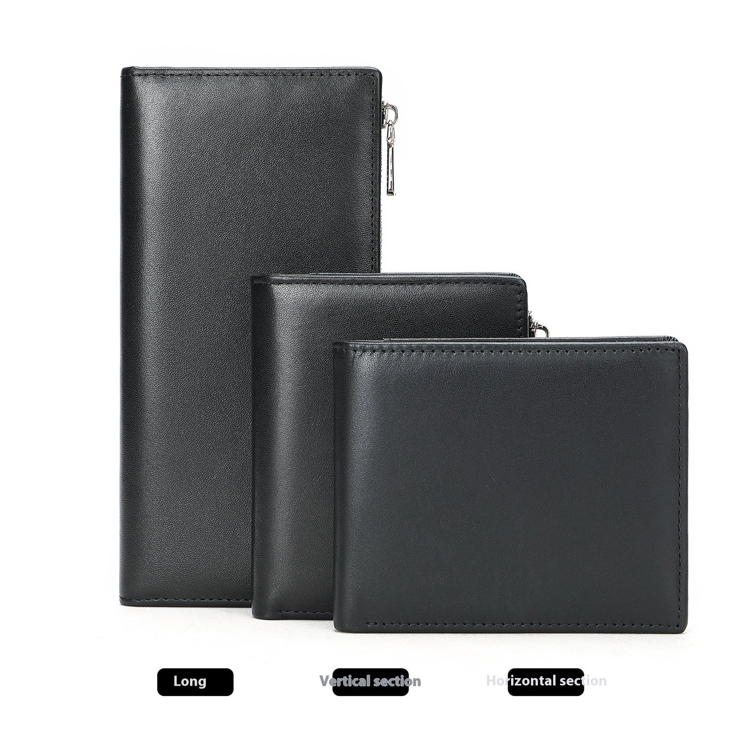 Handmade Cowhide Wallet Men's Top Layer Leather Zipper Anti-theft