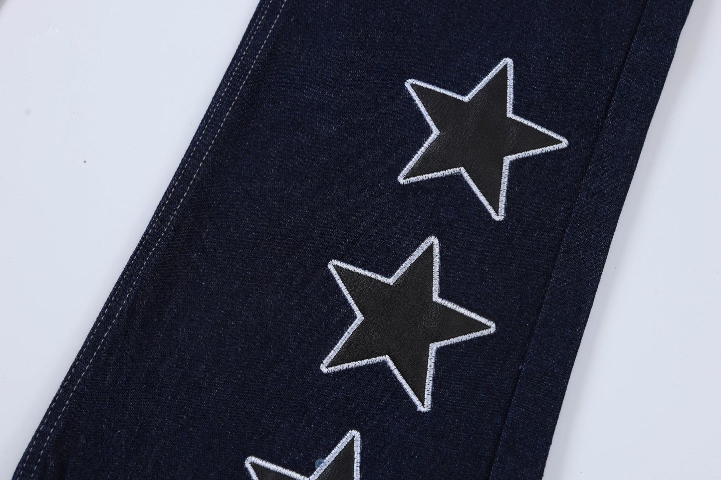 High Street Wash Paste Cloth Embroidery Straight Jeans