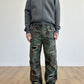 Distressed Military Camouflage Loose Straight Cargo Pants