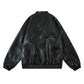 Gothic Letter Embroidered Motorcycle Leather Men's Clothing