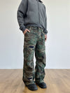 Distressed Military Camouflage Loose Straight Cargo Pants