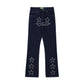 High Street Wash Paste Cloth Embroidery Straight Jeans