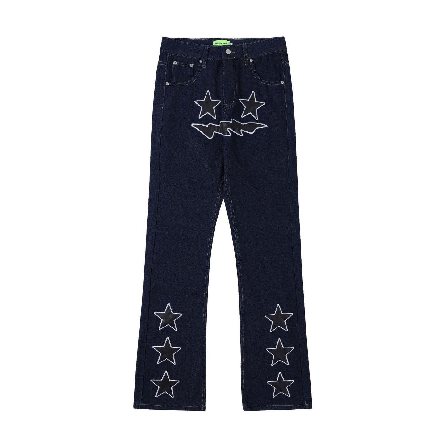 High Street Wash Paste Cloth Embroidery Straight Jeans