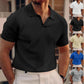 v-neck polo shirt for men in black color, featuring slim fit design and comfortable fabric, available in various colors.