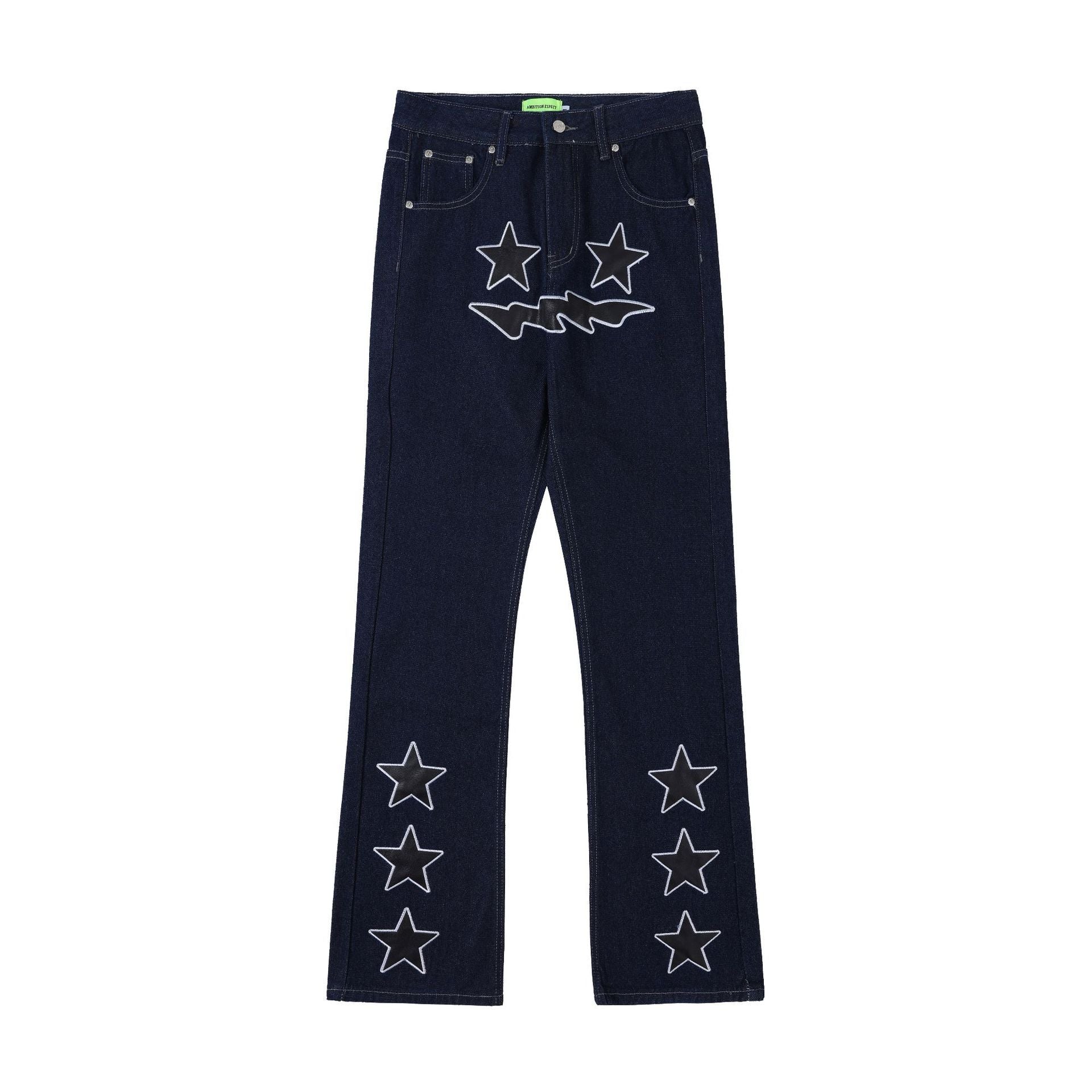 High Street Wash Paste Cloth Embroidery Straight Jeans