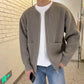 Men Zip Up Knitted Cardigan on model