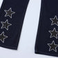 High Street Wash Paste Cloth Embroidery Straight Jeans
