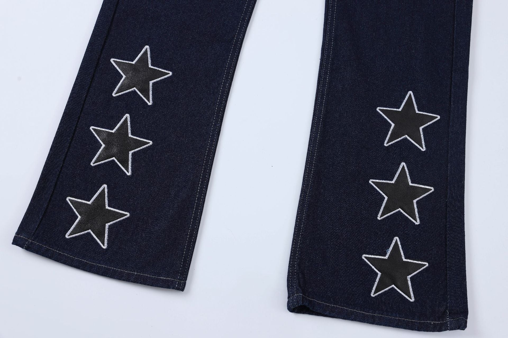 High Street Wash Paste Cloth Embroidery Straight Jeans