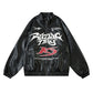 Gothic Letter Embroidered Motorcycle Leather Men's Clothing